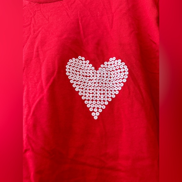 Dr. Martens Airwair red shirt sleeve graphic tee with sequins hearts - Picture 5 of 12